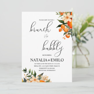 Zitrusorangen Florales Brautparty-Brunch Einladung