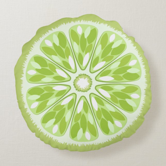 Zitrusscheiben Limon Rundes Kissen (Rückseite)