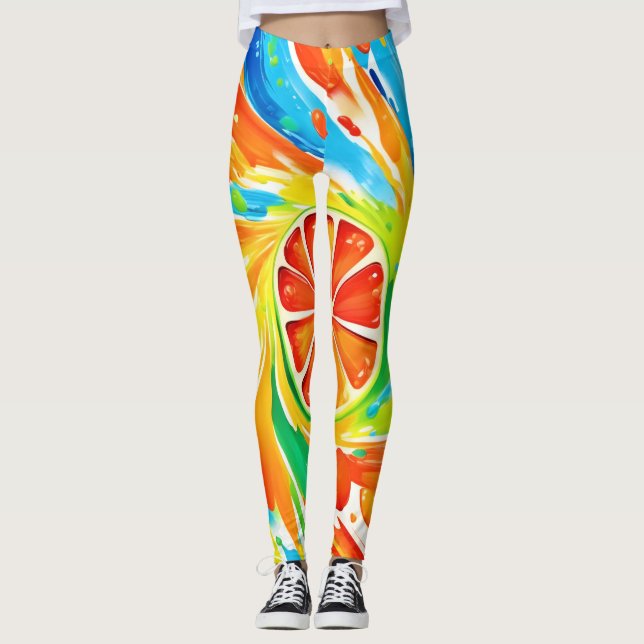 Zitruswirbeln Splash-Design Leggings (Vorderseite)