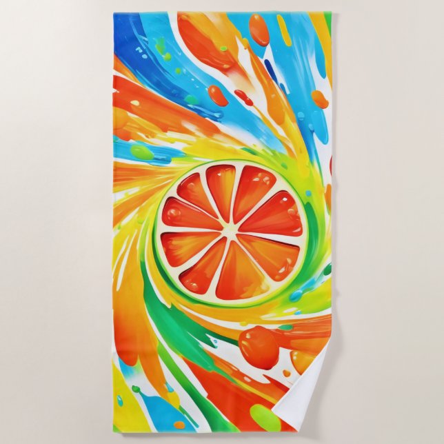 Zitruswirbeln Splash-Design Strandtuch (Vorderseite)