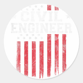 Zivil Engineer American Flag USA Patriot Patriotic Runder Aufkleber