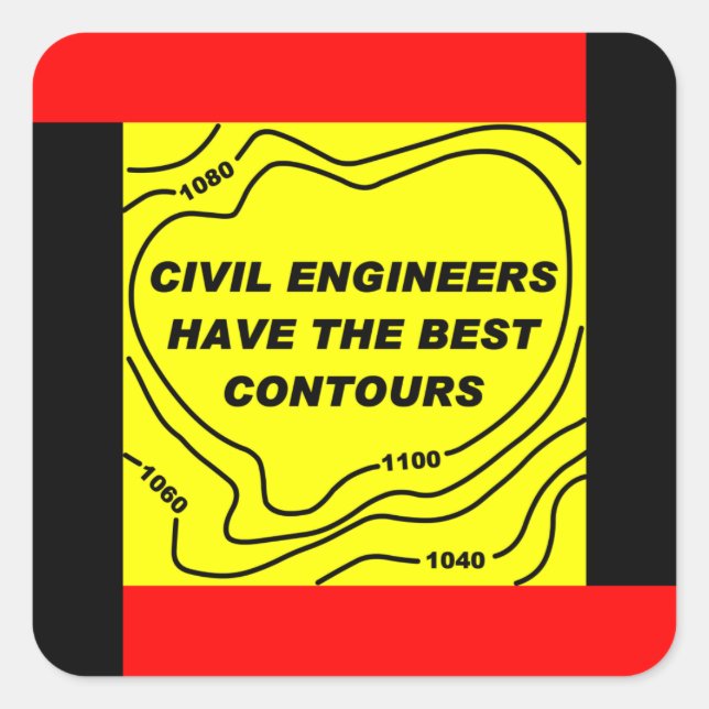 Zivil Engineer Best Contours Quadratischer Aufkleber (Vorderseite)