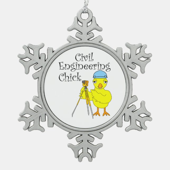Zivil Engineering Chick Schneeflocken Zinn-Ornament (Vorderseite)
