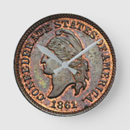 Zivil War Confederation USA Penny Runde Wanduhr