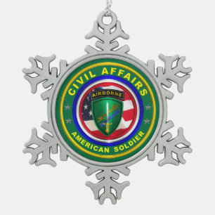 Zivile Angelegenheiten der Proud Army Veteran Schneeflocken Zinn-Ornament