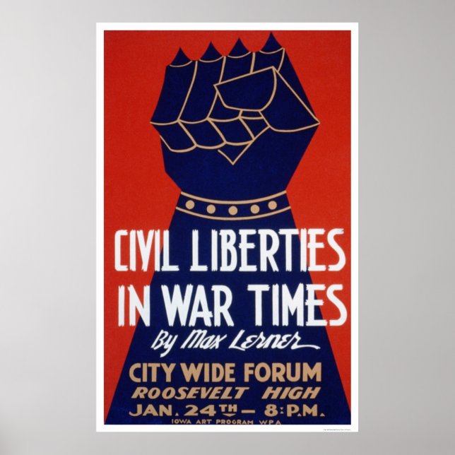 Zivile Freiheit Zweites Weltkrieg 1940 WPA Poster (Vorne)