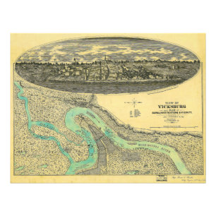 Zivile Kriegs-Ära-Karte von Vicksburg Mississippi Fotodruck
