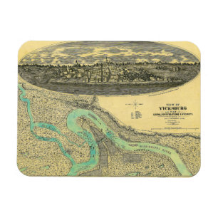 Zivile Kriegs-Ära-Karte von Vicksburg Mississippi Magnet