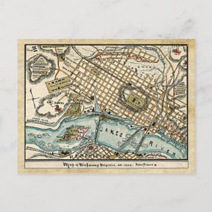 Zivile Kriegskarte von Richmond, Virginia 1863 Postkarte