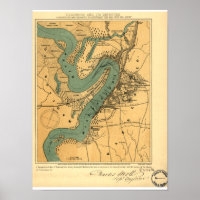 Zivile Kriegskarte von Vicksburg und seine Verteid