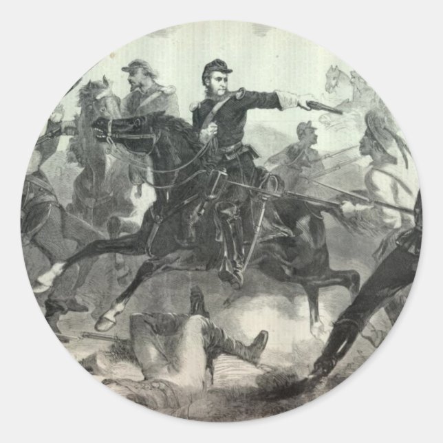 Zivile Kriegskavallerie greifen an Runder Aufkleber (Vorderseite)