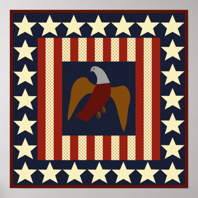 Zivile Kriegsterne und Eagle Quilt Square Poster (Vorne)