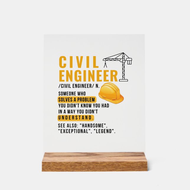 Ziviler Ingenieur Definition Funny Gift Acrylschild (Vorderseite)
