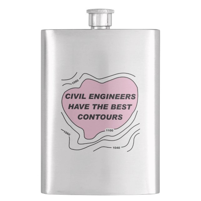 Ziviler Ingenieur - rosa Konturen Flachmann (Vorderseite)
