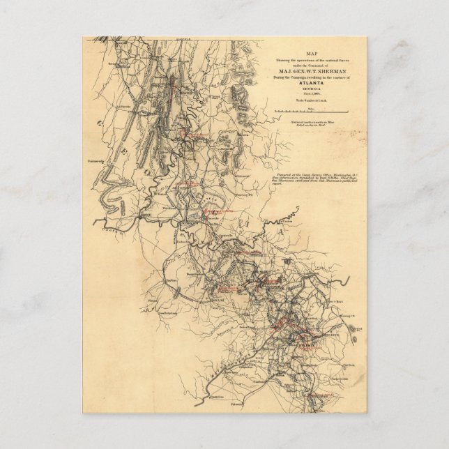 Ziviler Krieg Atlanta Kampagne Karte 1. September  (Vorderseite)