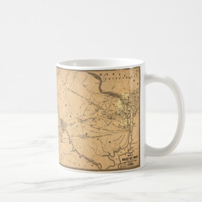 Ziviler Krieg Erste Schlacht bei Bull Run Map Plat Kaffeetasse (Rechts)