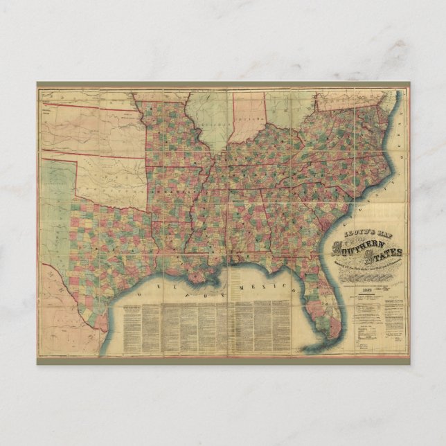 Ziviler Krieg Südliche Staaten Karte von J. Lloyd  (Vorderseite)