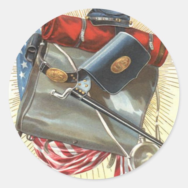 Ziviler Krieg US-Flagge Bayonet Canteen Runder Aufkleber (Vorderseite)