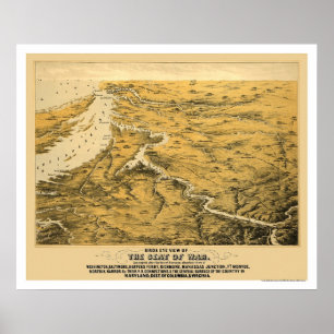 Ziviler Kriegs-panoramische Karte 1861 Poster