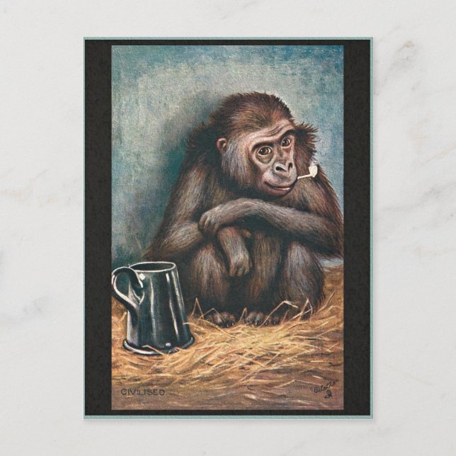 ZIVILISIERTES MONKEY POSTKARTE (Vorderseite)