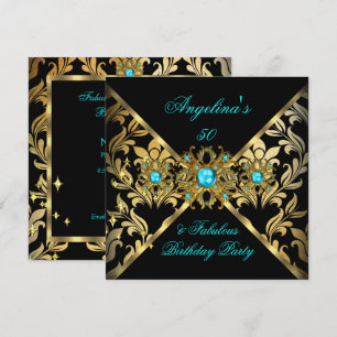 ZIZZAGO DESIGN Fantastische Aquamarine Goldene Dam Einladung