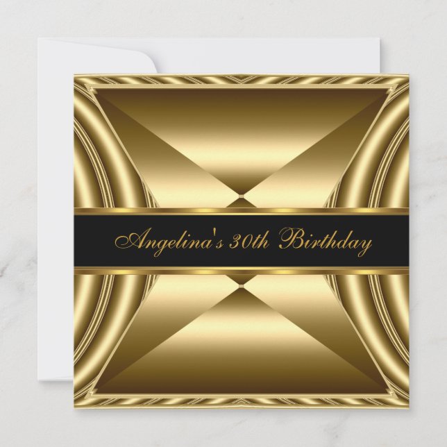 Zizzago Elegant 30. Geburtstag Exotic Rich Gold Einladung (Vorderseite)