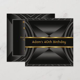 Zizzago Elegant 40. Geburtstagsfeier Schwarz Gold Einladung