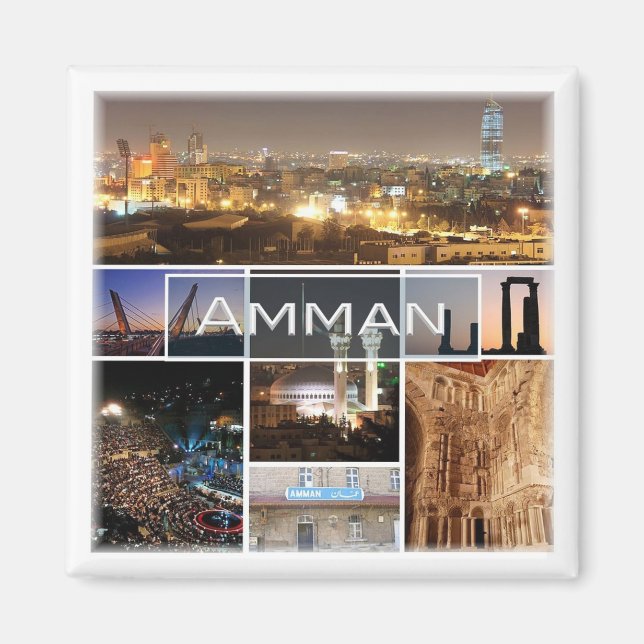 zJO005 AMMAN Panorama, Jordanien, Asien, Kühlschra Magnet (Vorne)