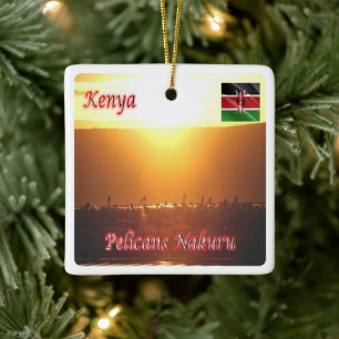 zKE020 KENIA, Pelikane Nakuru, Afrika, Keramikornament