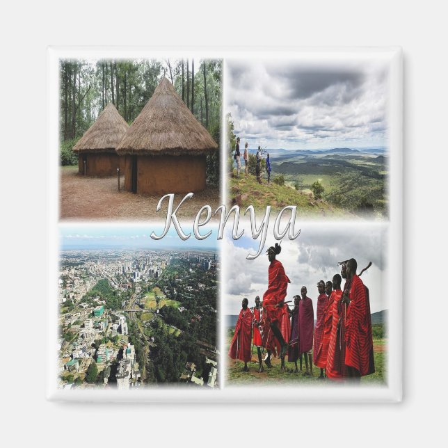 zKE031 KENIA, Mosaik, Afrika, Kühlschrank Magnet (Vorne)