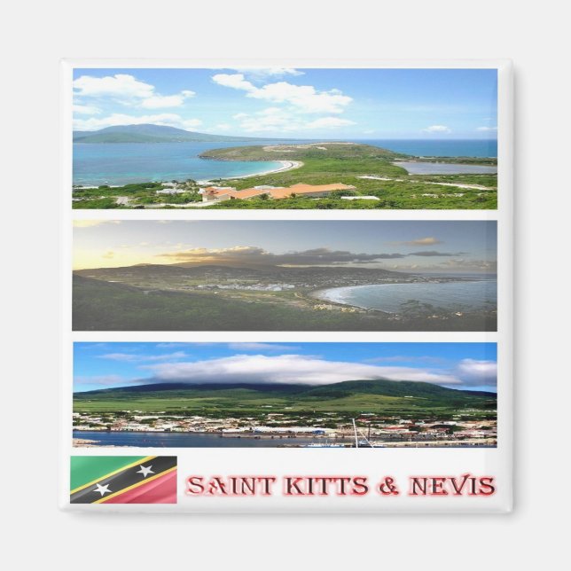 zKN003 SAINT KITTS NEVIS, Mosaik, Amerika, Kühlsch Magnet (Vorne)