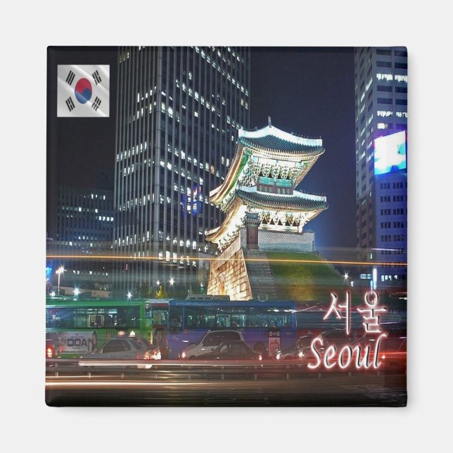 zKR007 NAMDAEMUN at night SEOUL, Südkorea, Magnet (Vorne)