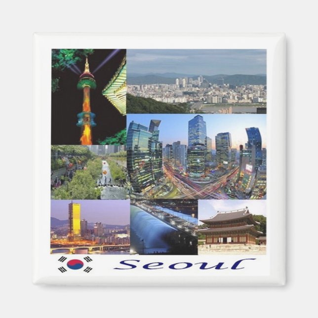 zKR008 SEOUL Mosaik, Südkorea, Asien, Kühlschrank Magnet (Vorne)