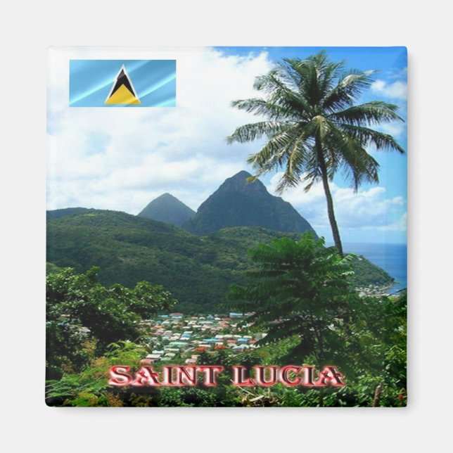 zLC012 SAINT LUCIA, Panorama, Amerika, Kühlschrank Magnet (Vorne)