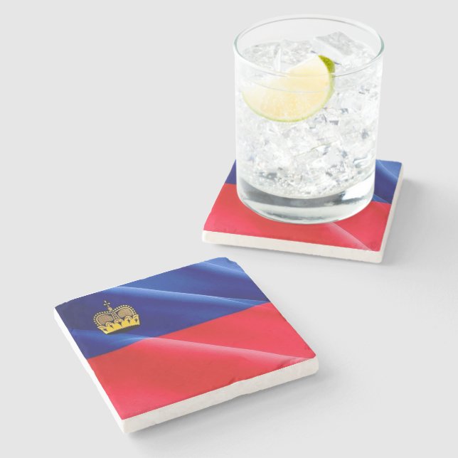 zLI002 LIECHTENSTEIN wafig FLAG - Kühlschrankmagne Steinuntersetzer (Seitenansicht)