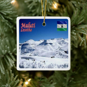 zLS007 MALUTI, Snow, Lesotho, Afrika, Keramikornament