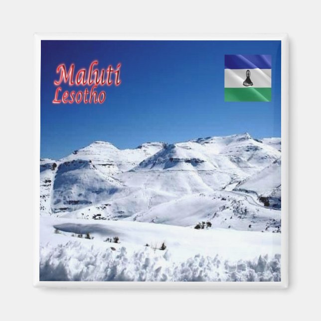 zLS007 MALUTI, Snow, Lesotho, Afrika, Kühlschrank Magnet (Vorne)