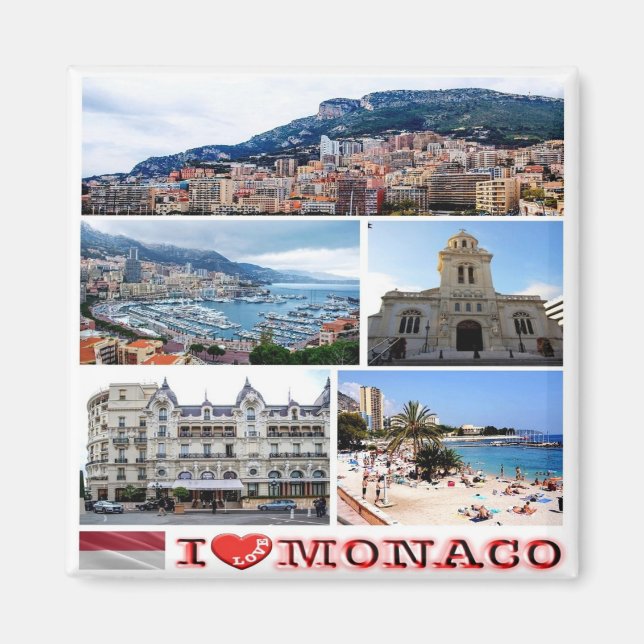 zMC037 MONACO Collage "I Liebe", Kühlschrank Magnet (Vorne)