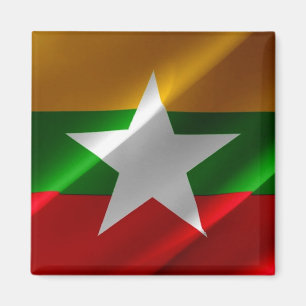 zMM002 agitant le DRAPEAU birman Myanmar, Aimant f