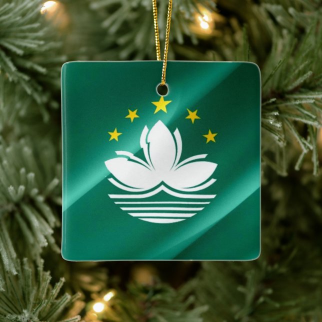 zMO002 waving Macaense FLAG Macau oder Macao, Keramikornament (Baum)