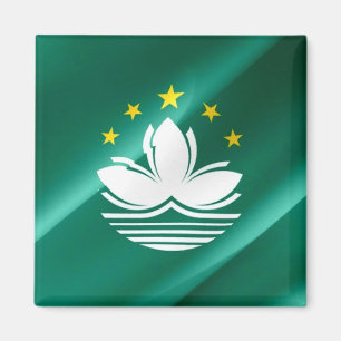 zMO002 winkende Macaense-Flagge Macau oder Macao, Magnet