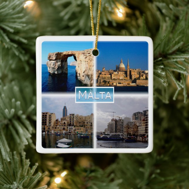 zMT004 LA VALLETTA SKYLINE, Malta Keramikornament (Baum)