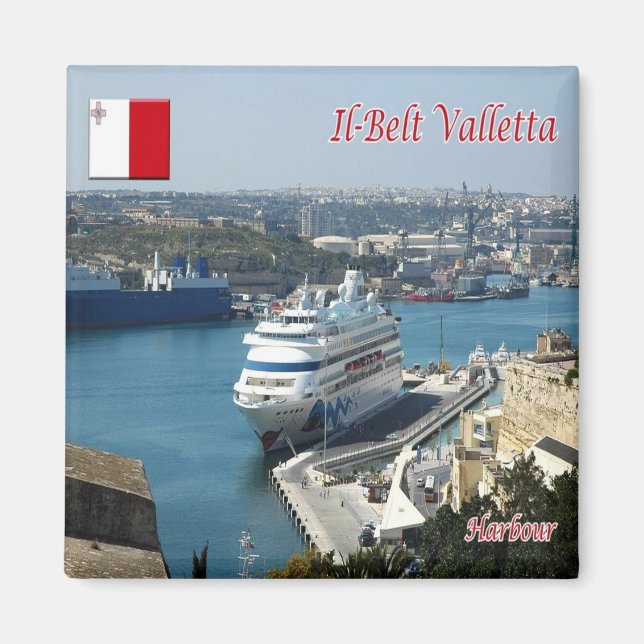 zMT014 IL BELT Hafen VALLETTA, Malta, Kühlschrank Magnet (Vorne)