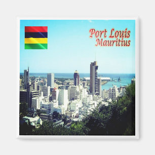 zMU015 PORT LOUIS, Skyline, Mauritius, Kühlschrank Magnet