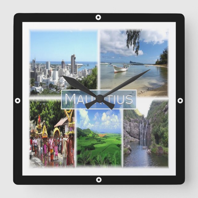 ZMU022 PORT LOUIS, Mosaik, Afrika, Quadratische Wanduhr (Vorderseite)