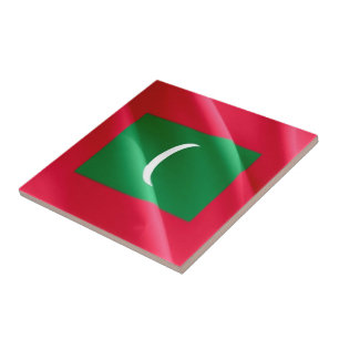 ZMV002 weht die maledivische FLAGGE Malediven, Fliese