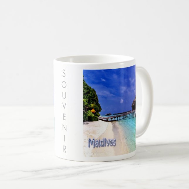 zMV004 Tasse MALDIVES Strand, Asien, Kaffee (VorderseiteRechts)