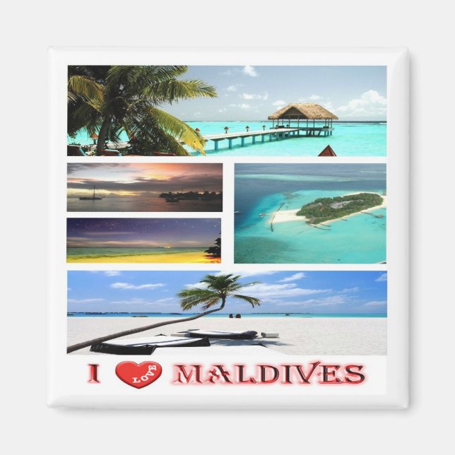 zMV009 i Liebe MALDIVES Collage, Kühlschrank Magnet (Vorne)