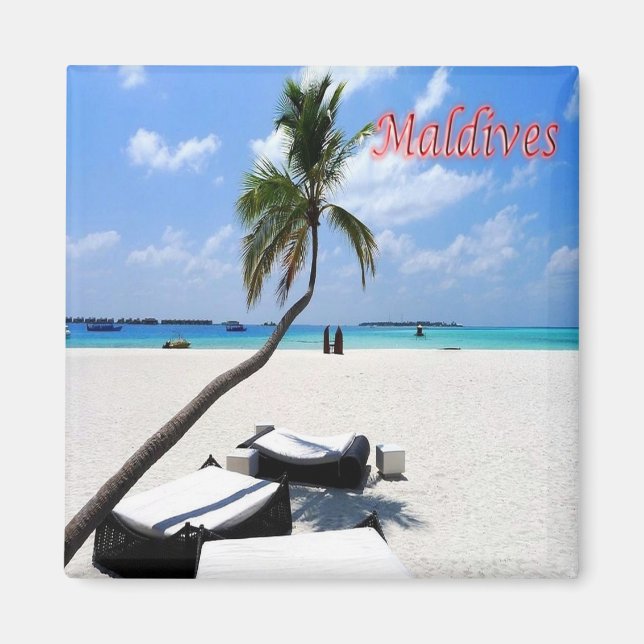 zMV013 HAUPTstrand, Malediven, Asien, Kühlschrank Magnet (Vorne)