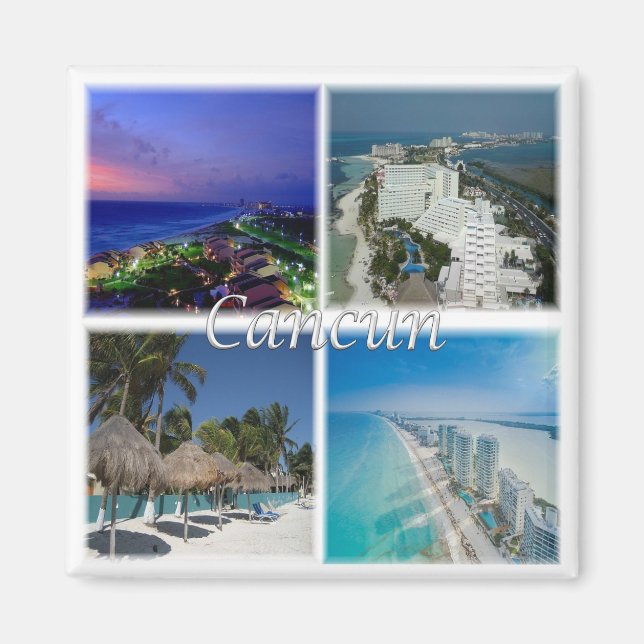 zMX005 CANCUN, Mosaik, Mexiko, Amerika, Kühlschran Magnet (Vorne)